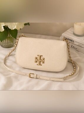Tory Burch Cream Leather Crossbody Shoulder Bag
